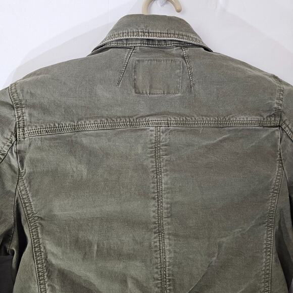 Lucky Brand Utility Jacket Military Green Zip Pockets Womens Small Cinch Waist - Picture 8 of 15